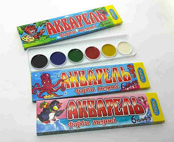 Фарби акварельні MINI, 6 кольорів "ЛЮКС КОЛОР" 14*6см 02001 G-Rich