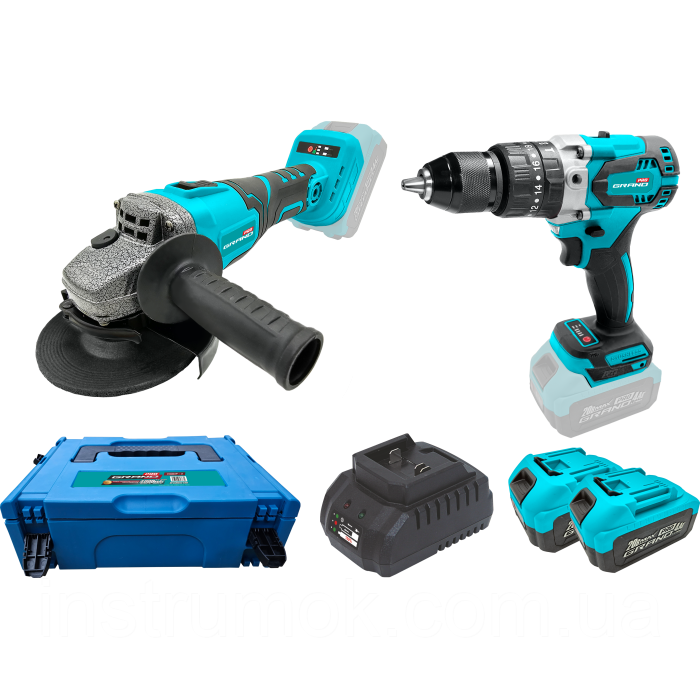 Набір акумуляторних інструментів Grand № 2 (МШУ-20BL/PRO+ДА-20/13UBL), фото 1