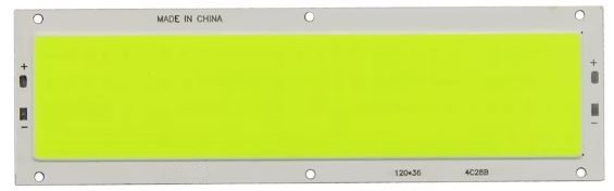 Надяскрава світлодіодна COB панель 120х36мм 12-16w 12v колір зелений  510-530nm, фото 1