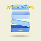 Дитячий ланчбокс-трансформер дво/однорівневий Cute Seals 1400 мл блакитний (LB-173413), фото 3