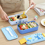 Дитячий ланчбокс-трансформер дво/однорівневий Cute Seals 1400 мл блакитний (LB-173413), фото 5
