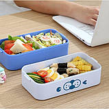Дитячий ланчбокс-трансформер дво/однорівневий Cute Seals 1400 мл блакитний (LB-173413), фото 6