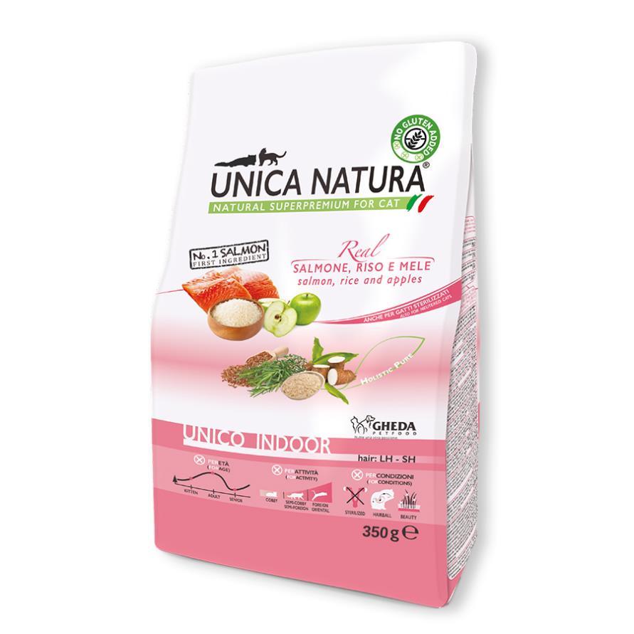 Сухий корм для котів Unica Natura Indoor Salmon, Rice and Apples 350g