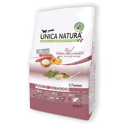 Сухий корм для котів Unica Natura - Outdoor Anatra, riso e arance 350g