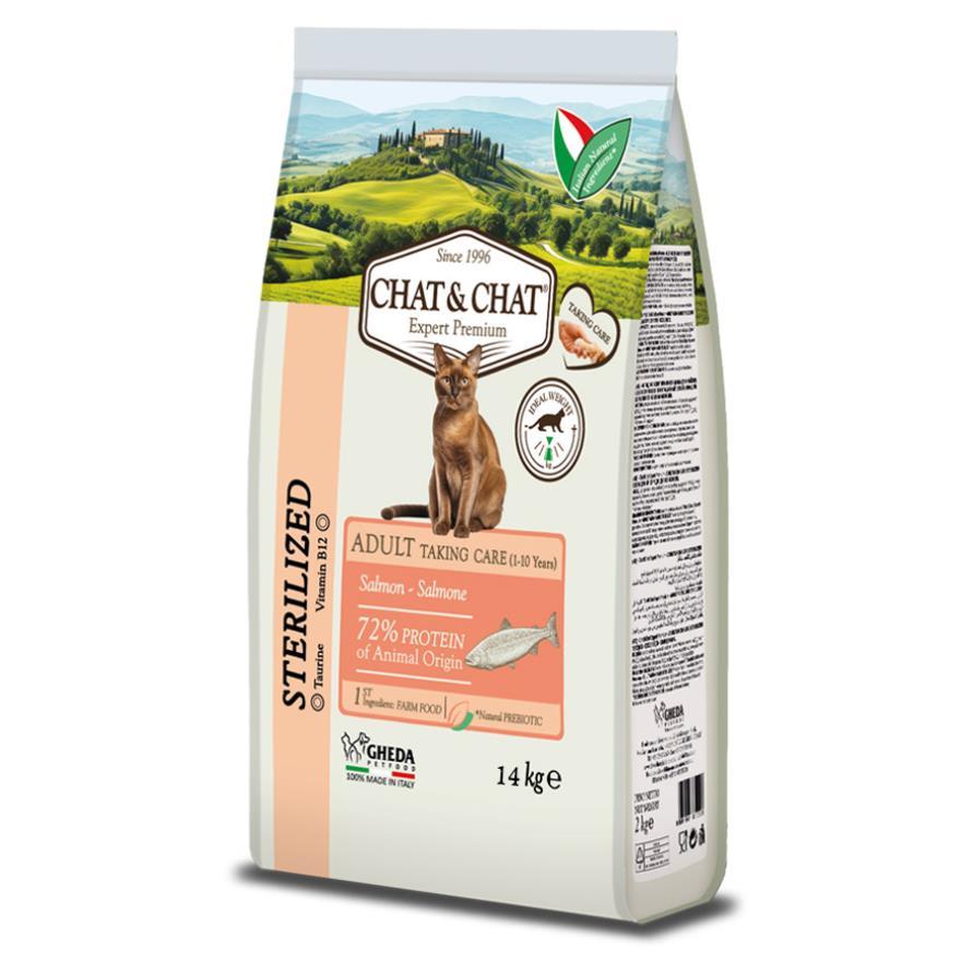 Сухий корм для котів Chat & Chat Expert - Adult Sterilized with salmone 14kg
