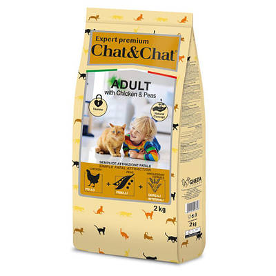 Gheda сухий корм для котів Chat&Chat Expert - Adult with chicken & peas 2kg