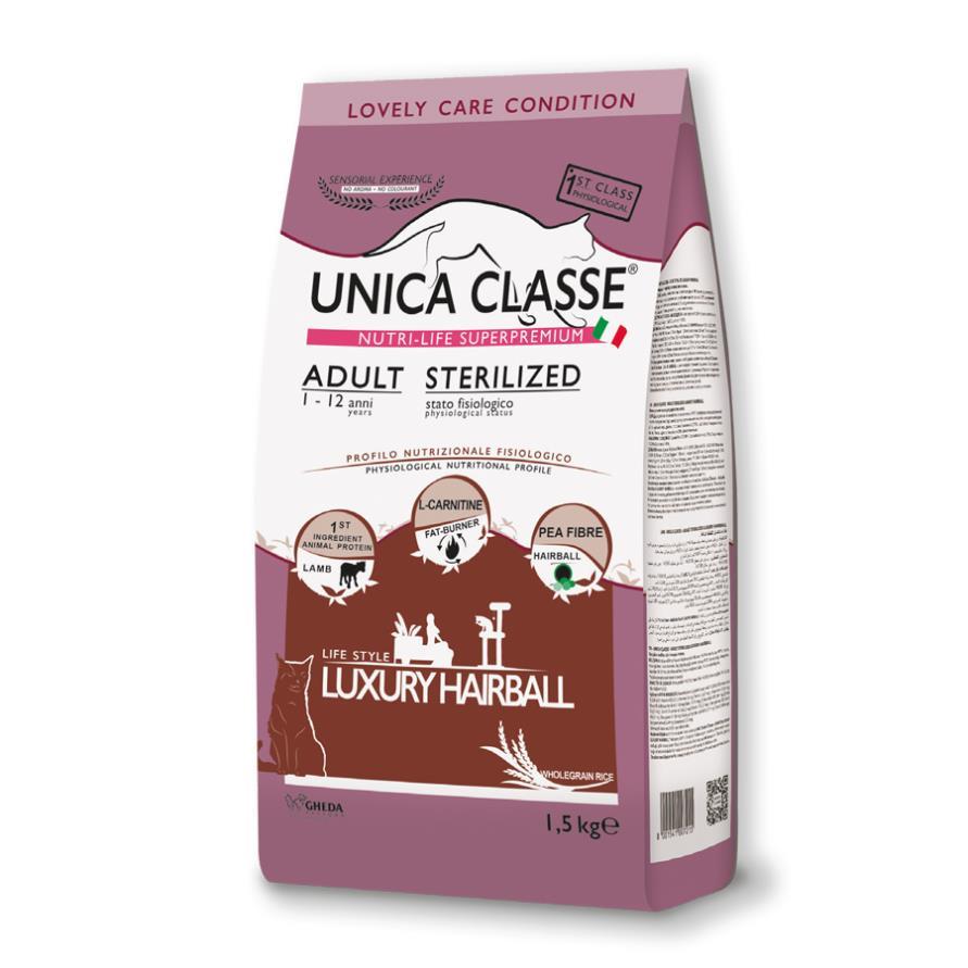Сухий корм для котів Unica Classe Adult Sterilized Hairball Dry - Lamb 1,5kg, фото 1