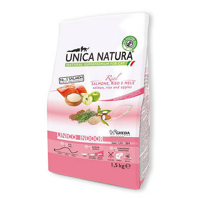 Сухий корм для котів Unica Natura Indoor Salmon, Rice and Apples 1,5 kg