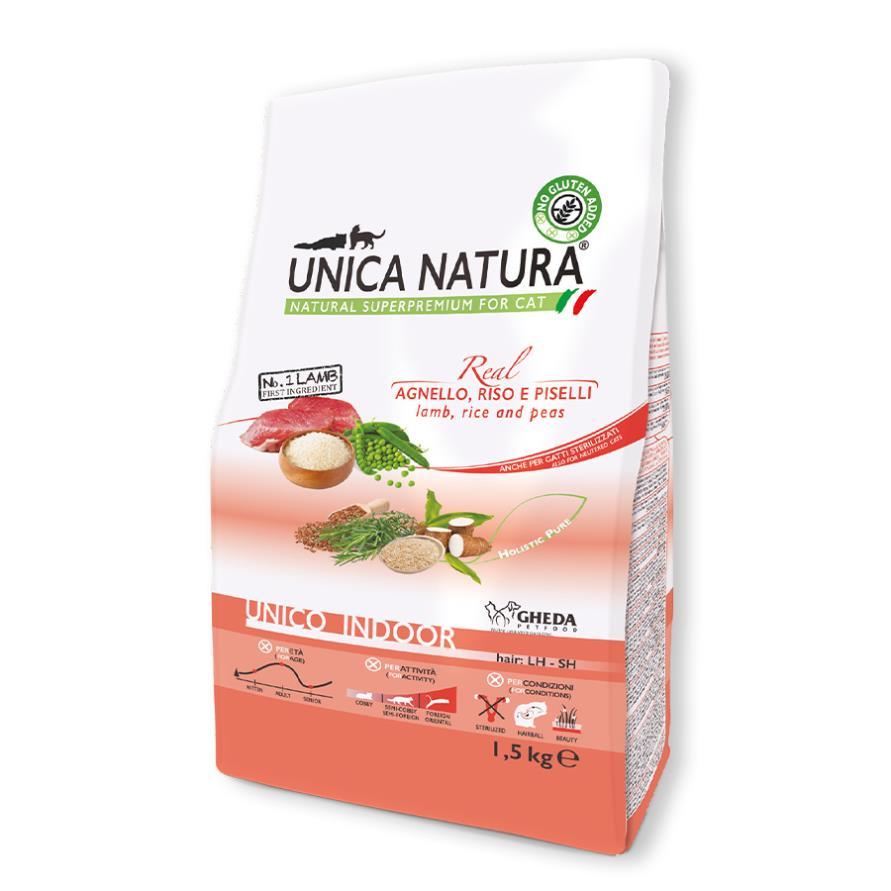 Сухий корм для котів Unica Natura Indoor Lamb, Rice and Peas 1,5 kg, фото 1