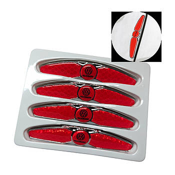Накладки - катафоти червоний карбон на двері автомобіля, захист від подряпин та вм'ятин з логотипом Volkswagen