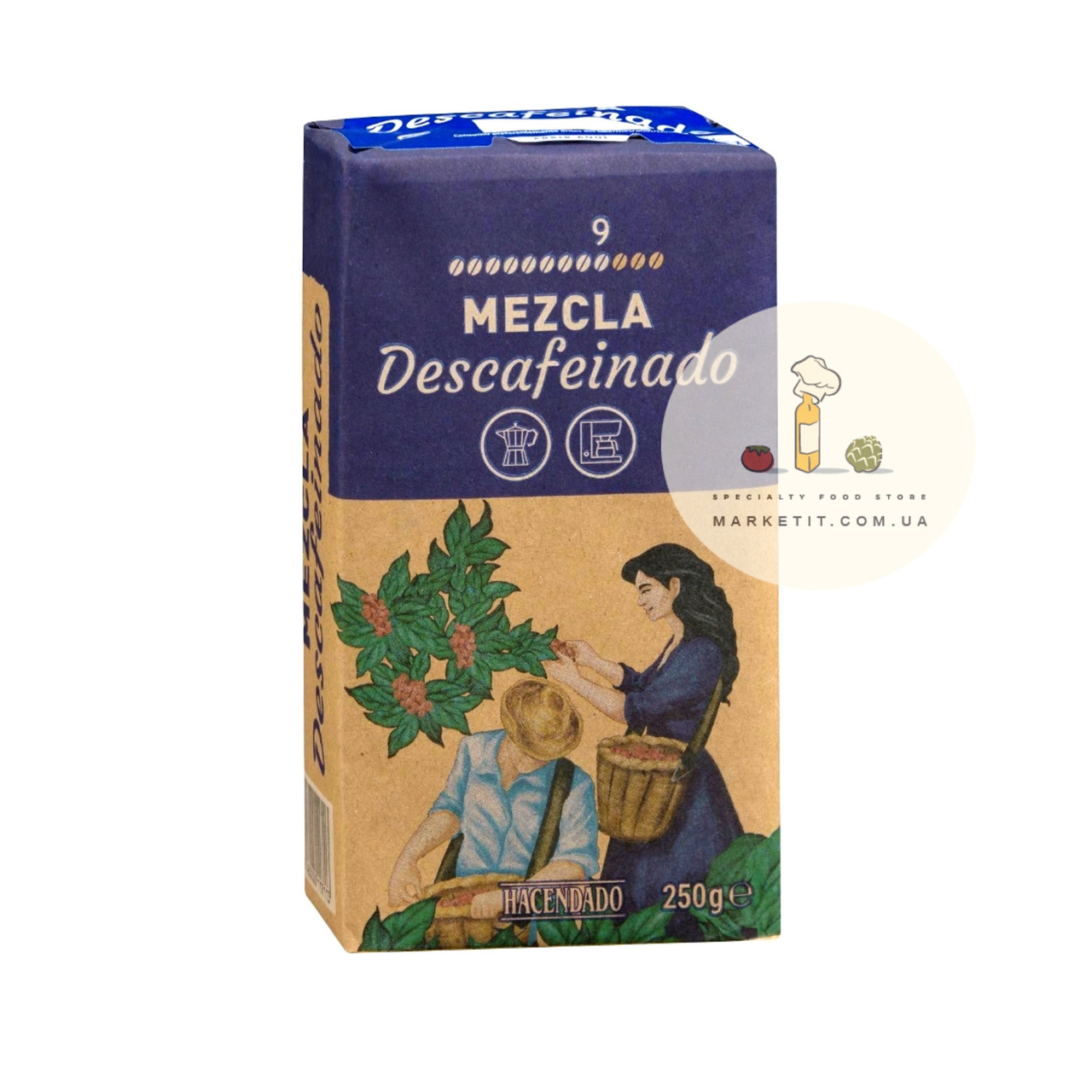 Кава мелена Hacendado Mezcla Descafeinado, без кофеїну 250 г.