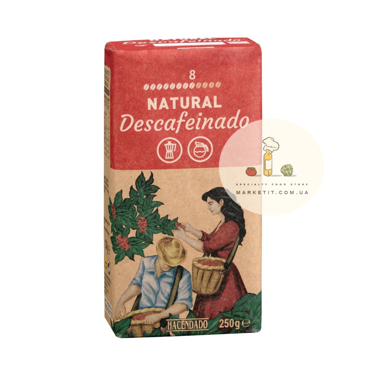 Кава мелена Hacendado Natural Descafeinado, без кофеїну 250 г.
