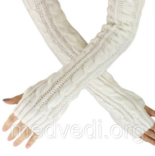 Довгий білий мішечок (перчатки без пальців) 50см