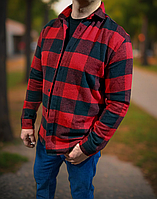 Тепла чоловіча сорочка в клітку байкова Туреччина, сорочка зимова осіння кашемір