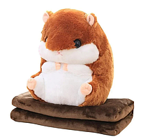 М'яка іграшка хом'як-обіймашка з пледом 38 см