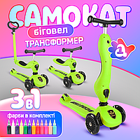 Самокат трансформер. Дитячий біговел-трансформер 3 в 1 A1 Scooter Зелений