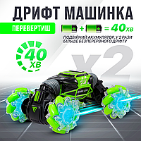 Машинка-перевертень на радіокеруванні Skid Ding. Керування рукою Зелений + пульт і додатковий акумулятор