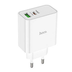 Мережевий зарядний пристрій HOCO C113A Awesome PD65W dual port(1A1C) charger White (6931474790910)