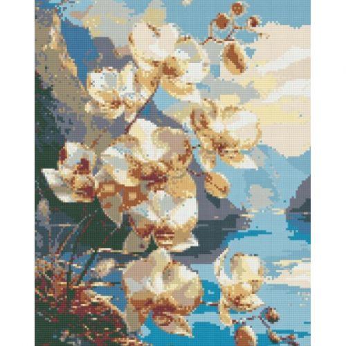 Алмазна мозаїка "Квіти орхідеї біля гірської річки" 40х50 см [tsi256345-TSI], фото 1