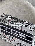 Сумка-шопер Крістіан Діор текстильний шопер Dior білий з візерунком серця на блискавці, фото 4