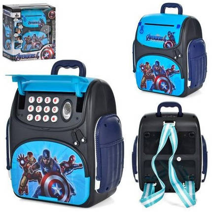 Сейф-скарбничка Рюкзак з кодом WF-3008AG AV затягує купюри звук світло батарейка кор. 23-2, фото 1