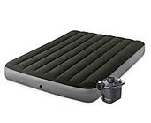 Матрац надувний Intex 64779 з електронасосом 203x152x25 см, сіро-зелений