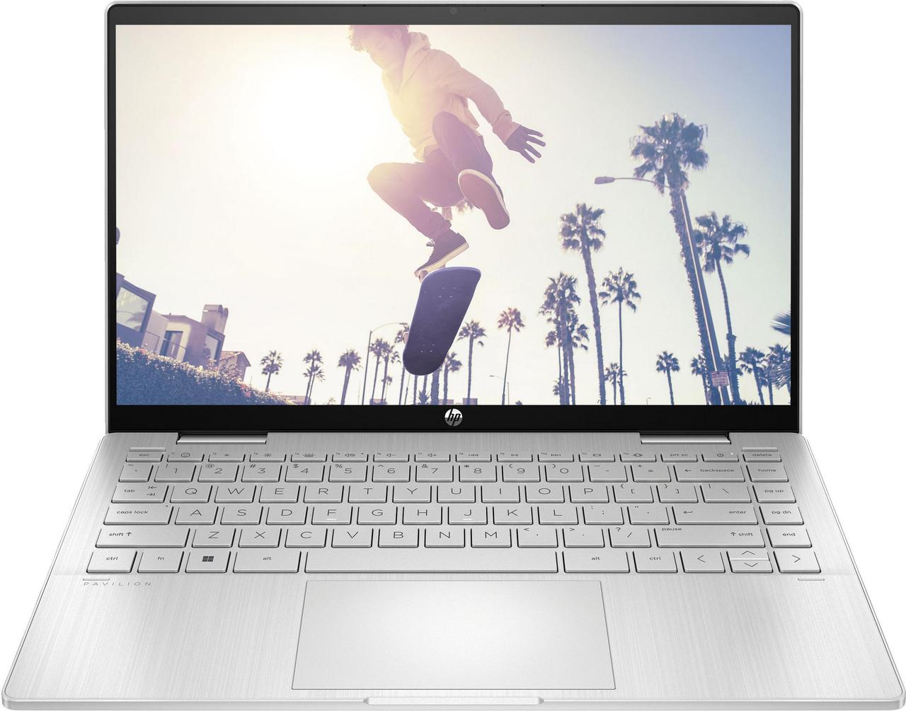 HP Ноутбук Pavilion x360 14-ek2005ua 14" FHD IPS Touch, Intel 5-120U, 16GB, F512GB, UMA, DOS, сріблястий, фото 1