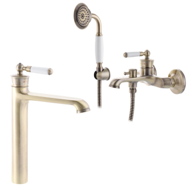 Набір 2в1 для ванни Mixxus Premium Vintage Бронзовий 009 та високий умивальник Mixxus Premium Vintage 001-High