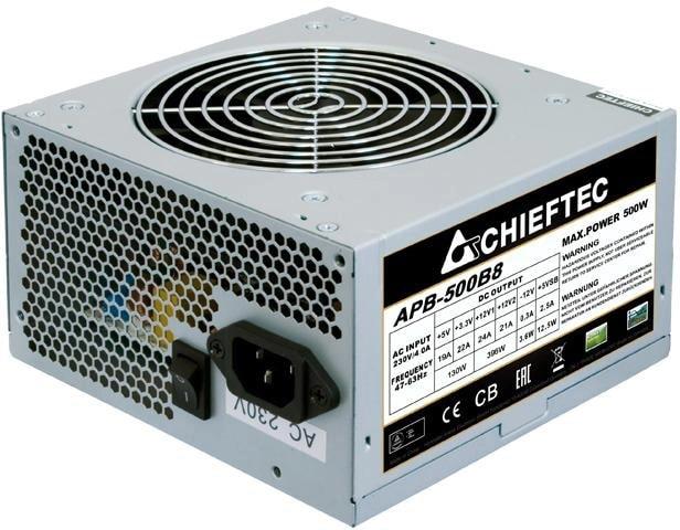 Chieftec Блок живлення Value (500W), >80%, 80+ White(230V Only), 120мм, 1xMB 24pin(20+4), 1xCPU 8pin(4+4),