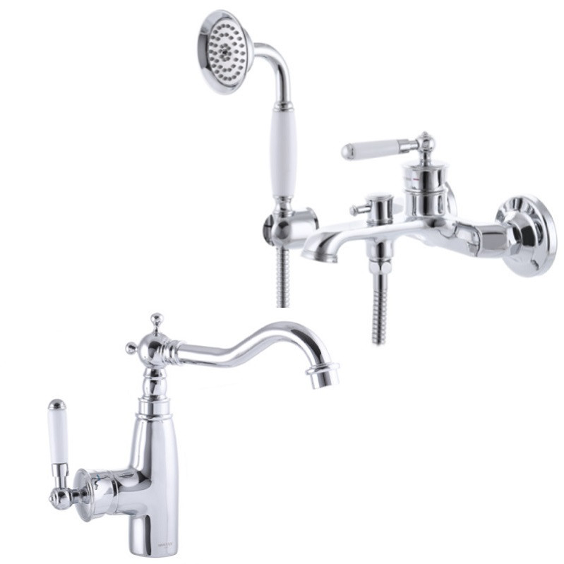 Набір 2в1 змішувач для ванни Mixxus Premium Vintage 009 та умивальник Mixxus Premium Vintage 001-C