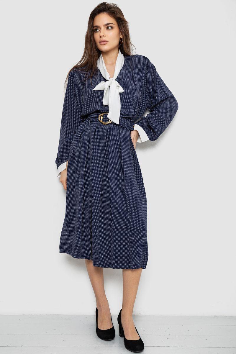 Костюм жіночий класичний у горох, колір синьо-білий, 167R3002