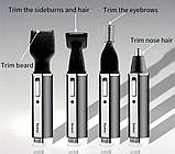 Тример 4 в 1. Машинка для стрижки Kemei 6630 + 4 змінні насадки, фото 3