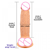 Реалістичний фаллос для жінок 21 см, Фалоїмітатор на присоску, Штучний член, Гнучкий дилдо, Інтимні голки, фото 9