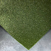 Фоаміран з глітером 2 мм, розмір 24*24,5 см, колір -салатовий, арт 016182, 1 шт, Салатовий