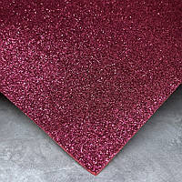 Фоаміран з глітером 2 мм, розмір 24*24,5 см, колір -малиновий, 1 шт, Малиновий