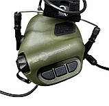 Навушники тактичні Earmor M32X MOD4, активні, з кріпленням на шолом і оголов'ям, колір Олива (M32X-FG MOD4), фото 4