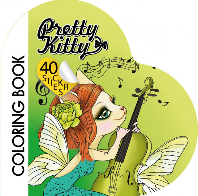 Розмальовка Серденько з наліпками Гарна киця Зелена