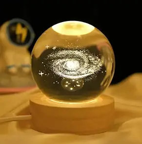 3D нічник 6/8 см Кришталевий Куля із сонячною системою YU227, фото 3