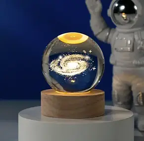 3D нічник 6/8 см Кришталевий Куля із сонячною системою YU227, фото 4