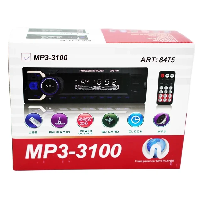 Автомагнитола RIAS 3100 1din 2xUSB+SD+AUX+Bluetooth с Пультом 4x50W iC227
