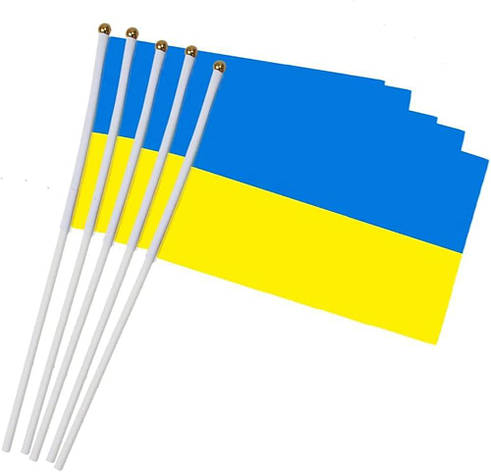Прапор України на паличці, маленький 21 Х 14 СМ YU227, фото 1