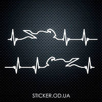 Вінілова наклейка на мотоцикл — Мото пульс, биття серця, 2 шт.