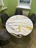 Скатертина кругла під мармур водовідштовхувальна на гумці. Скатертина на круглий стіл діаметр 80 см, фото 3