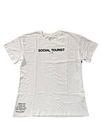 Чоловіча футболка Social Tourist оверсайз білого кольору