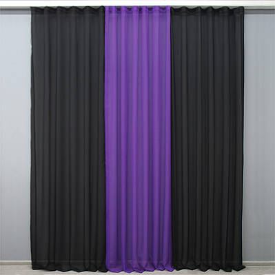 Декоративна гардина (4х2,7м.) із шифону. Колір чорний з фіолетовим. Код 002дк 10-126