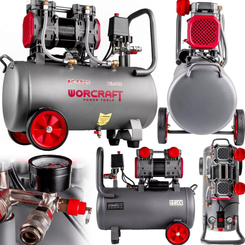 Компресор повітряний безмасляний 50 літрів 8 бар Worcraft AC-1396