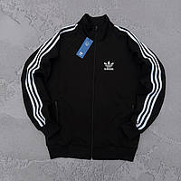 Чоловіча спортивна кофта Adidas адідас весна-осінь чорна. Олімпійка на блискавці з лампасом Туреччина
