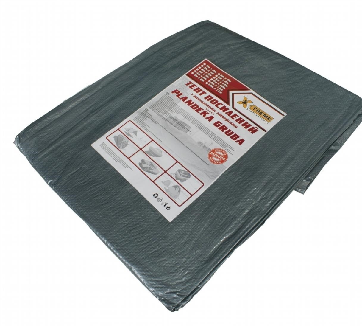 Тент 100 г/м2 5x8 м "Grey" — щільний покривний тент від дощу та сонця, з кільцями, для захисту техніки та зерна