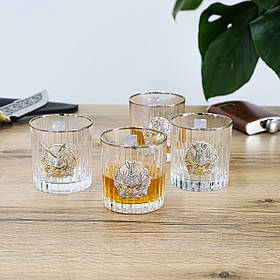 Набір для віскі "Полювання" (6 шт) платина, срібло, золото, кришталь Гранд Презент GPB6MYS2PG