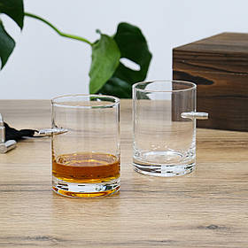 Набір "Куля" 2 склянки та 6 каменів для віскі в дерев'яній коробці - Подарунок для побратима, для друга Гранд